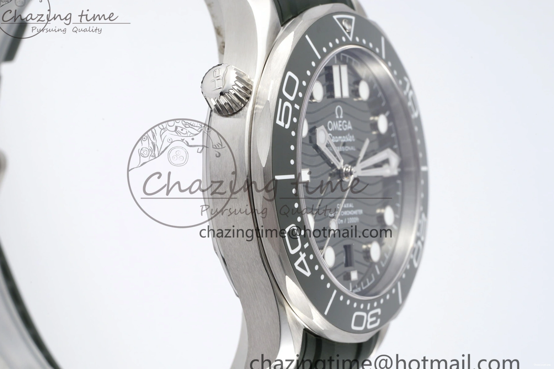 0316 Seamaster Diver 300M ZF 1:1 Best Edition Green Ceramic Green Dial on Green Rubber Strap A TravelReady 7823